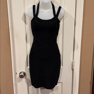 Stretta Black BodyCon Bandage Dress. Sz Small